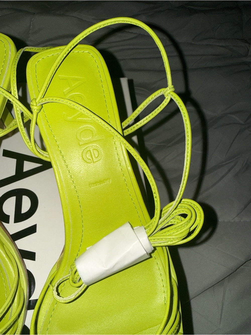 Aeyde Square-Toe Lace-Up Sandals in Neon Green - Picture 5 of 8